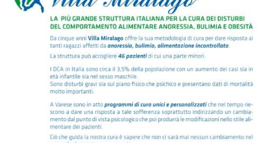 Giornata di sensibilizzazione sui disturbi alimentari, 18 giugno a Varese