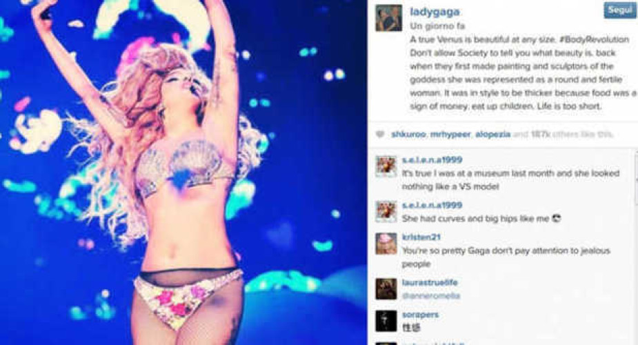 Lady Gaga:”Una Venere è bella qualunque sia la sua taglia”